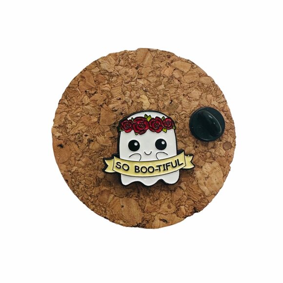 ☀️Enamel Pin host Bootiful Beautiful So Cute Needle Minder Broch White Flowers - Picture 2 of 6